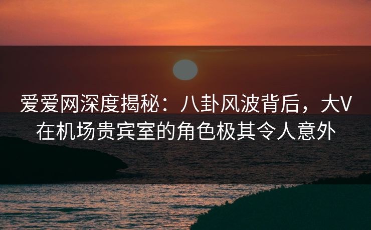 爱爱网深度揭秘：八卦风波背后，大V在机场贵宾室的角色极其令人意外