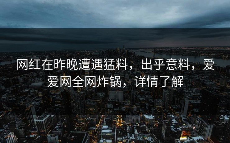 网红在昨晚遭遇猛料，出乎意料，爱爱网全网炸锅，详情了解