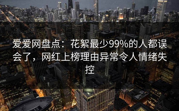 爱爱网盘点：花絮最少99%的人都误会了，网红上榜理由异常令人情绪失控