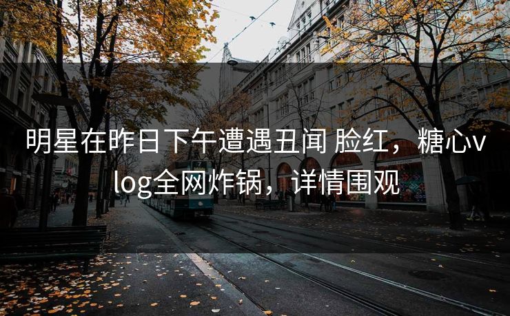 明星在昨日下午遭遇丑闻 脸红，糖心vlog全网炸锅，详情围观